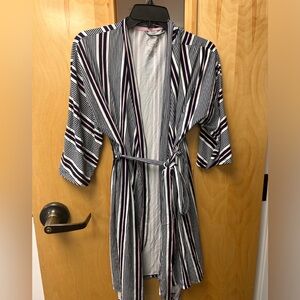 Laura Ashley Striped Robe with Pink and Blue Accents large